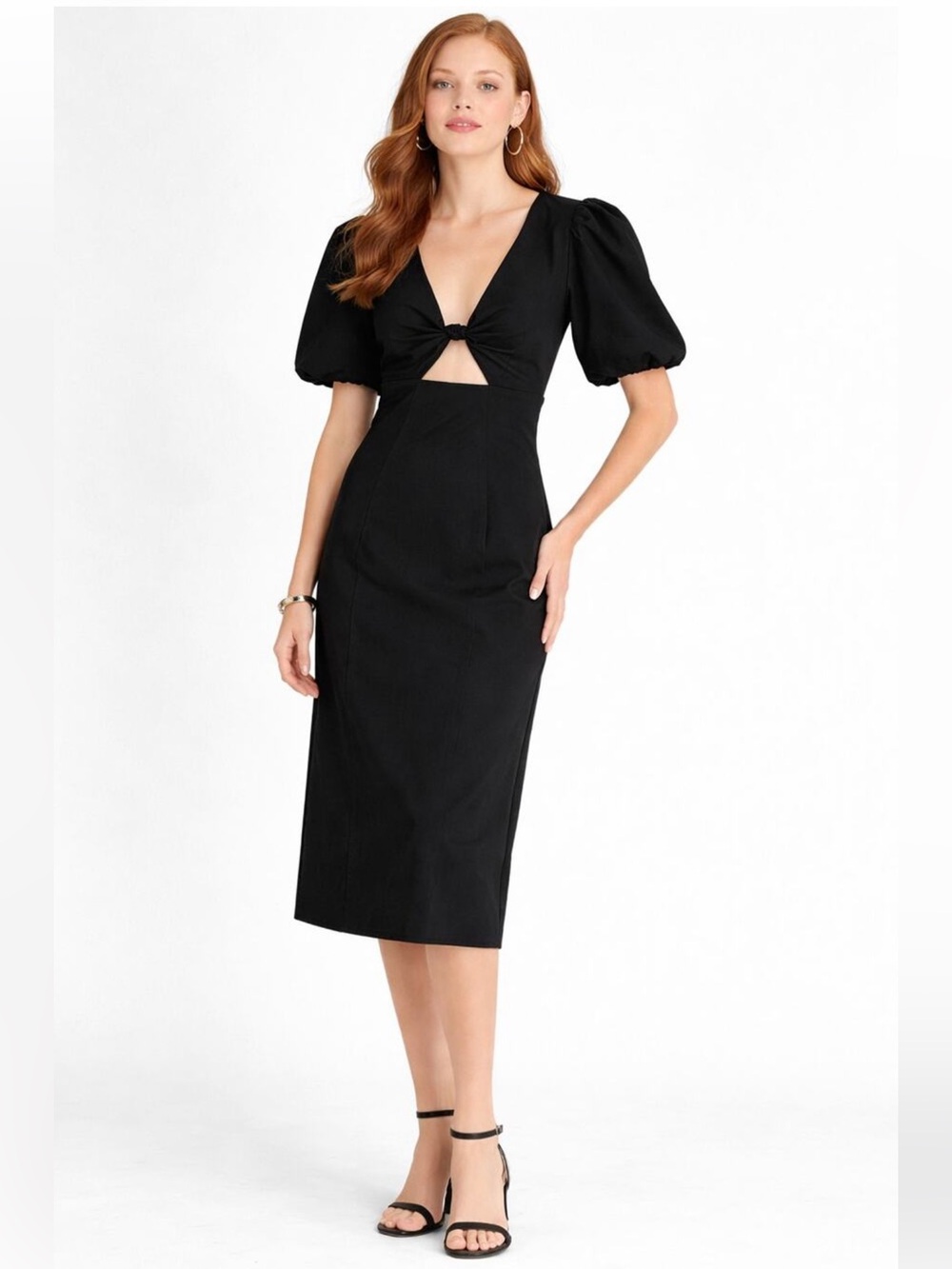 J. Crew Collection Cutout Puff-Sleeve Midi Dress